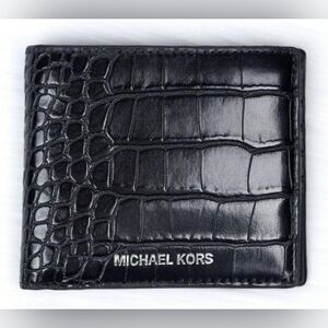 🆕Michael Kors Cooper Embossed Billfold Wallet In Black